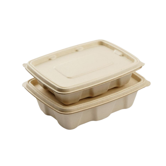 50x 500ml Leak-Resistant Food Container with Lid. Compostable.
