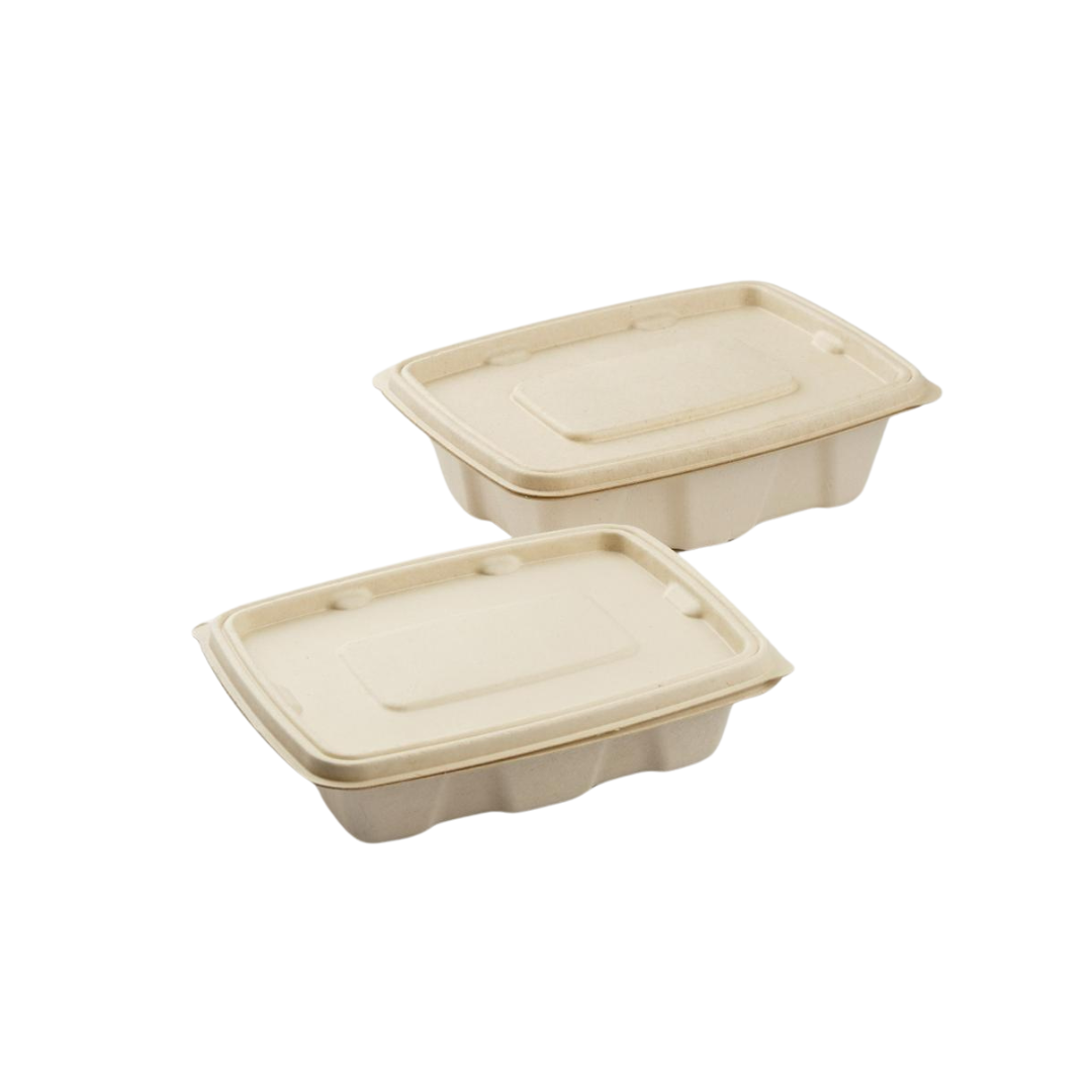 50x 500ml Leak-Resistant Food Container with Lid. Compostable.
