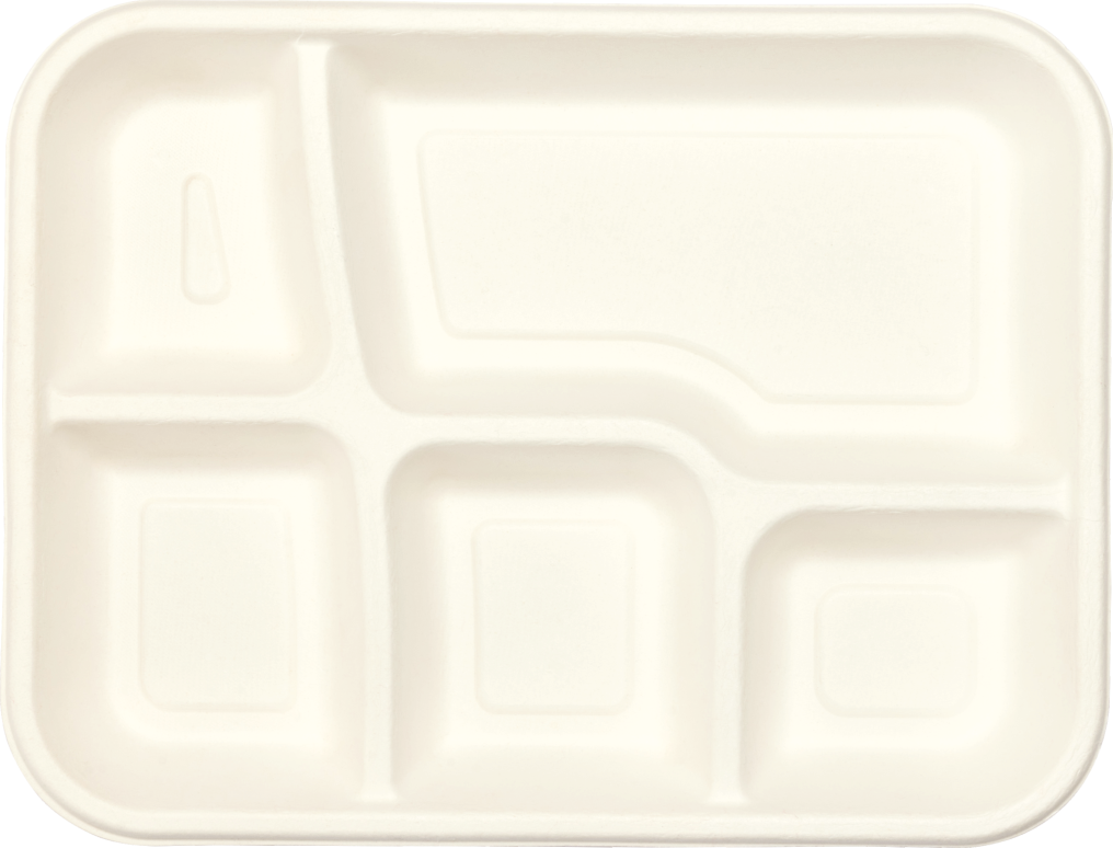 50x 5-compartment Meal Tray (11.5" x 9"). Compostable.