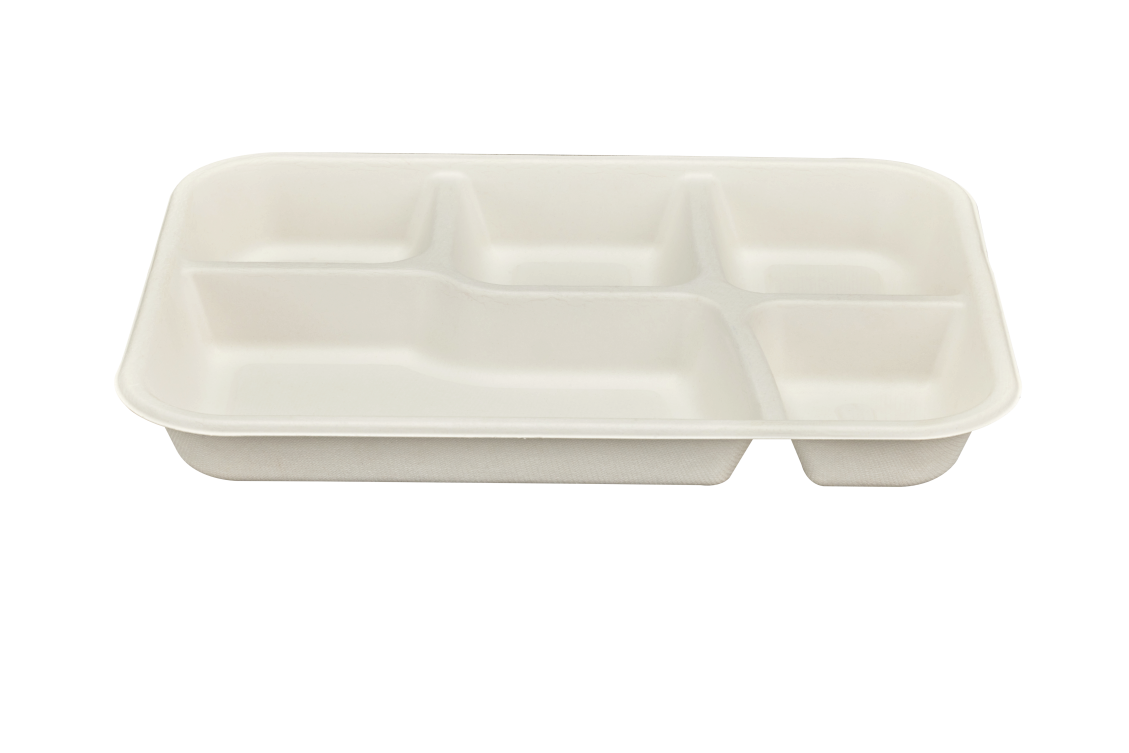 50x 5-compartment Meal Tray (11.5" x 9"). Compostable.