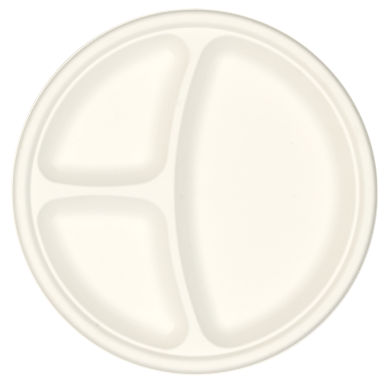 50x 10" Round Plate with 3 compartments. Compostable.
