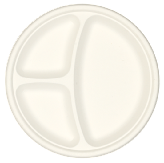 50x 10" Round Plate with 3 compartments. Compostable.