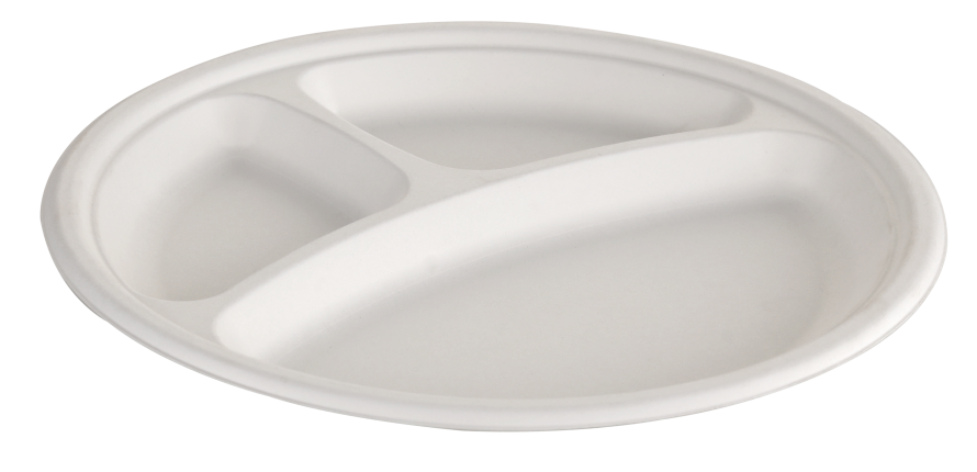 50x 10" Round Plate with 3 compartments. Compostable.
