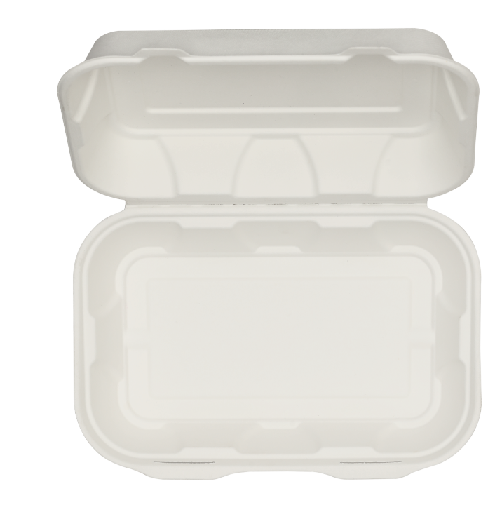 50x 6" x 9" Hinged Lid Clamshell Box. Compostable.