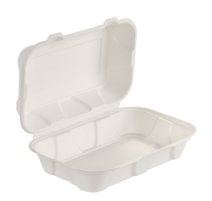 50x 6" x 9" Hinged Lid Clamshell Box. Compostable.