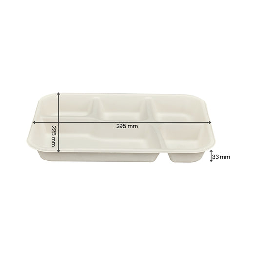 50x 5-compartment Meal Tray (11.5" x 9"). Compostable.