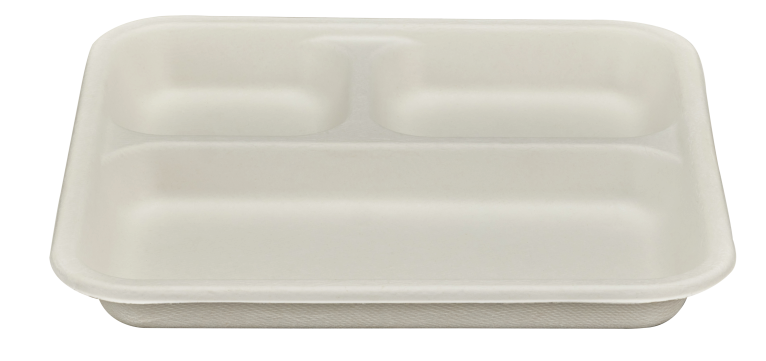 50x 3-compartment Meal Tray (8.5" x 8.5"). Compostable.