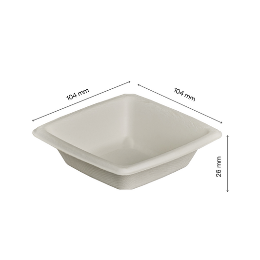 50x 125ml Square Bowl (4" x 4"). Compostable.