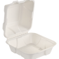 50x 6" x 6" Hinged Lid Clamshell Box. Compostable.